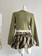 BXOXO Autumn Winter Korean Cute Knitt 3 Piece Set Women Y2k Outfits Long Sleeve Crop Sweater + Knit Lapel Tank Tops + Mini Plaid Skirt